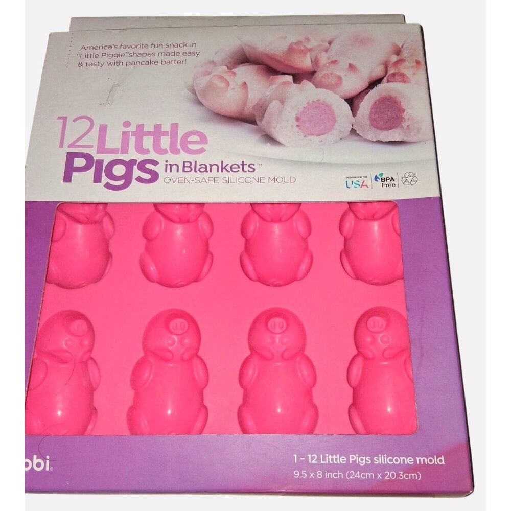 12 Little Pigs Silicone Mold For Baking Oven-Safe BPA Free 9.5" x 8" Pink
